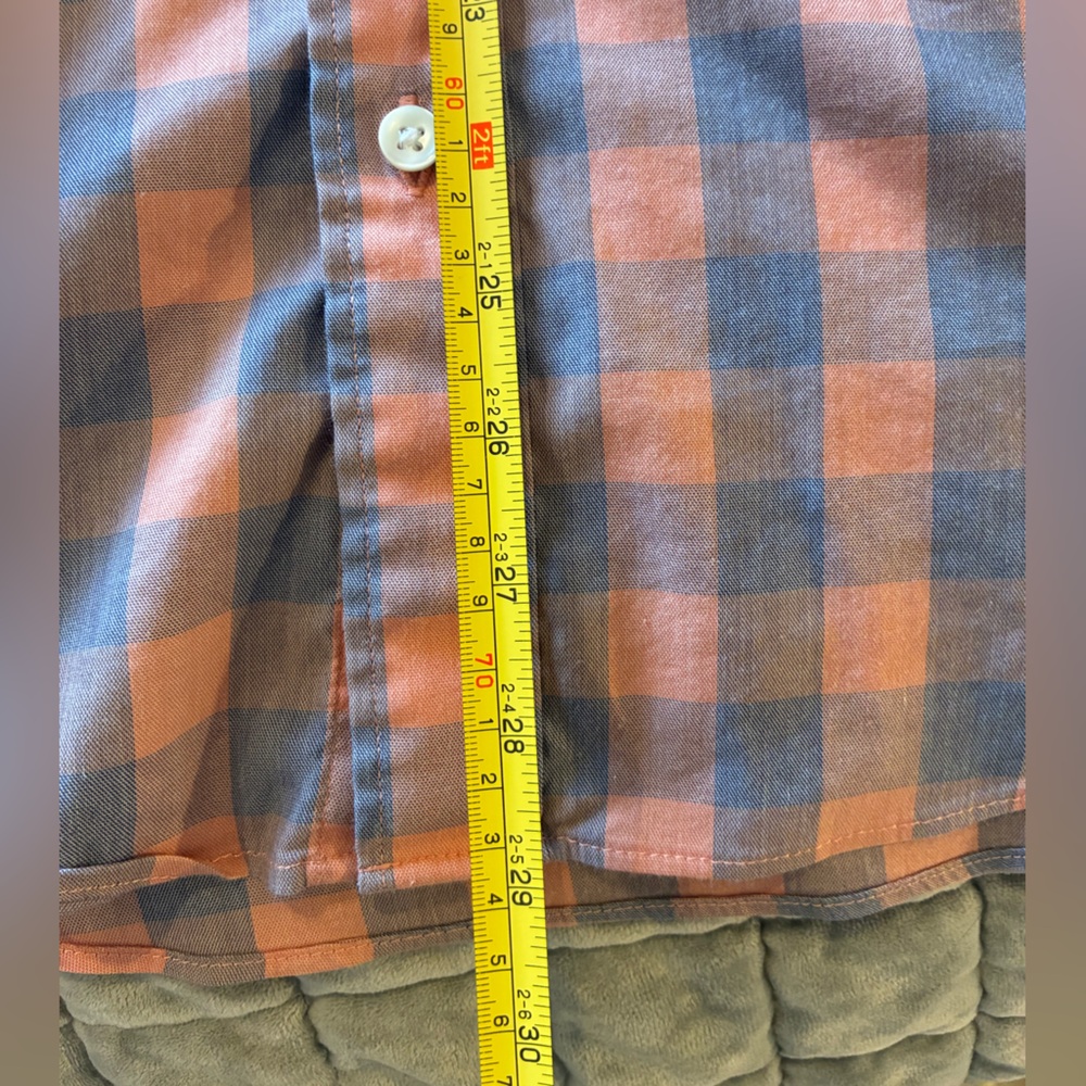 Faherty short sleeve button down, salmon and light blue check. Very soft! - Picture 7 of 7